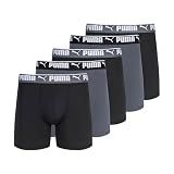 PUMA Men's 5-Pack Performance Boxer Briefs, Black/Grey, Small