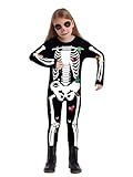 WonderBabe Kids Skeleton Costumes Halloween Dress Up Outfits Boys Girls Scary Bodysuit Cosplay Jumpsuit with Zipper size 11-12