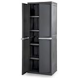 Sterilite 4 Shelf Cabinet, Lockable Utility Storage, Gray