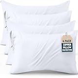 Utopia Bedding 4 Pack Pillow Protectors with Zipper Standard Size, Soft Brushed Microfiber Fabric Pillow Cases, Shrinkage and Fade Resistant Pillow Covers (White)