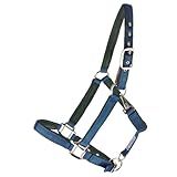 Dura-Tech Deluxe Fully Padded Breakaway Horse Halter | Cob Size - Navy | 1” Double Ply Nylon Web Overlay | Heavy-Duty Hardware | Semi Custom Fit | 3-Point Cheek Attachment