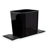 HAUSSIMPLE Car Trash Can 1.4 Gallon with Stability Flap & Magic Strips — No-Tip Leakproof Car Garbage Bin for Car Floor, Mats, Front or Back Seat, SUV, Truck, Van, Vehicle Interior Organizer (Black)