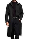 Runcati Mens Long Trench Coat Single Breasted Lapel Overcoat Casual Fall Winter Warm Peacoat