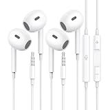 Wired Earbuds, [Clear Calls & No Noise] 3.5mm Headphones with Microphone in Ear Earphones HiFi Stereo Volume Control for iPhone/iPad/Samsung/Android/Kindle/Switch [2 Pack]