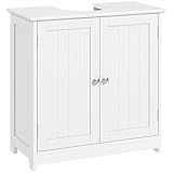 kleankin 23.5" Pedestal Sink Storage Cabinet, Freestanding Bathroom Under Sink Cabinet with U-Shape Cut-Out and Adjustable Shelf, White