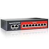 8 Port Gigabit PoE Switch with 2 Gigabit Uplink,802.3af/at Compliant,120W Built-in Power,Unmanaged Metal Plug and Play