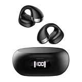 CXK Open Ear Headphones, Bluetooth 5.4 Clip on Earbuds Flexible Ear Clip Design Headphones with LED Digital Display 30H Playtime Lightweight Comfort Bluetooth Earbuds for Workout
