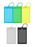 Luggage Tags for Suitcases,5 Pack Luggage Tags for Suitcases Silicone Tags,Waterproof Tags for Suitcase,Clear Colorful Suitcase Bagtags with Name Id Label and Loop for Luggage,Travel Bagtags for Men.