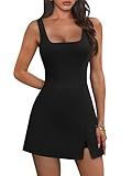 OFEEFAN Womens Athletic Dress Summer Tennis Golf Bodycon Shorts Romper Active Graduation Elegant Classy Black M