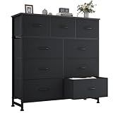 OLIXIS 9 Drawer Fabric Storage Dresser Chest Organizer Unit, Black