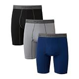 Hanes Mens 3-pack Comfort Flex Fit Ultra Soft Stretch Brief, Available In Regular And Long Leg Boxer, Gray/Blue- Long Leg - 3 Pack, Large US