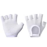 oasymala Non-Slip Fingerless Yoga Gloves – Ideal for Pilates, Barre, Air Yoga, and Fitness Workouts – Breathable Fabric with Enhanced Grip for Stability (White)