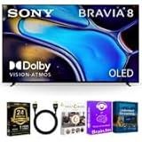 Sony 65-Inch BRAVIA 8 OLED 4K HDR Google TV Bundle – XR OLED Contrast, Dolby Vision, 120Hz, Acoustic Surface Audio+, HDMI 2.1 w/ 24-Month CPS Protection Plan, UAX HDMI Cable, Streaming Bundle