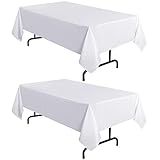 sancua 2 Pack White Tablecloth 60 x 102 Inch, Rectangle 6 Feet Table Cloth - Stain and Wrinkle Resistant Washable Polyester Table Cover for Dining Tables, Buffet Parties and Camping