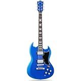 Leo Jaymz 39 Inch Solid Body Electric Guitar - Poplar Wood Body，Maple Neck and Laurel Wood Fretboard (Navy Blue)