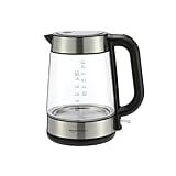 Amazon Basics Electric Kettle with Glass Carafe for Tea and Coffee, BPA-Free, Fast Boiling, Auto Shut-Off, 1.7 Liter, 1500W, Black and Silver