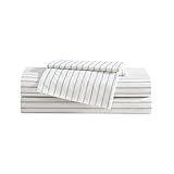 Eddie Bauer - Queen Sheet Set with Fitted Sheet & Pillowcases, 100% Cotton Percale Bedding, Crisp & Cool, Deep Pocket, Essential Stripe Beige