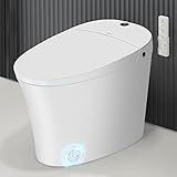 EPLO Smart Toilet,One Piece Bidet for Bathrooms,Modern Elongated Toilet with Warm Water,Dual Auto Flush,Foot Sensor Operation,Heated Bidet Seat,Electric Tankless Toilets with LED Display E16