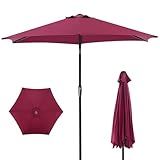 OLIXIS 7.5ft Patio Umbrella with Tilt and Crank Button & 8 Sturdy Ribs Waterproof, Patio Table Umbrella Perfect for Poolside, Terrace, Beach and Outdoor Restaurant, Red