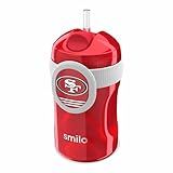 Smilo Straw Cup - San Francisco 49ers Officially Licensed NFL Sippy Cup - Baby and Toddler Cup with Weighted Silicone Straw and 8.5 oz Capacity - BPA-Free