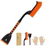 XFIRE-GEAR Car Snow Brush and Ice Scraper/26.8" Window Scraper Deicer for Car Windshield, 2 in 1 Ice Scrapers and Brushes with Non-Slip Gloves, Winter Car Automotive Exterior Accessories