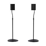 SANUS Speaker Stands Pair for Satellite & Bookshelf Speakers up to 3.5lbs – 10” Height Adjustment – Includes L-Shaped Bracket & Keyhole Adapter for Compatibility – Easy DIY Assembly
