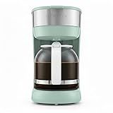 OVENTE 12-Cup Drip Coffee Maker with Borosilicate Glass Carafe, One-Touch Operation Machine, Anti-Drip System, Reusable Filter and Clear View Water Gauge, Ideal for Home or Office, Light Teal CM412LBL