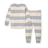 Burt's Bees Baby Organic Cotton Pajamas for Boys, Long Sleeve and Pants Pajama Set, Stretchy Wrist and Ribbed Cuffs, No-Pill Ring-Spun Fabric for Toddlers and Kids Sleepwear