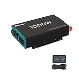 Renogy 1000W Pure Sine Wave Inverter 12V DC to 120V AC Converter for Home, RV, Truck, Off-Grid Solar Power 110V with Built-in 5V/2.1A USB Port, Hardwire Remote Controller