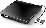 Ziweo External CD DVD Drive, Portable USB 3.0 Type-C CD Burner CD +/-RW Drive DVD Player for ROM Rewriter Burner Compatible with Laptop Desktop PC Windows MacBook Linux Mac OS