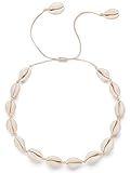 Nackiy Handmade Sea Shell Necklace for Women Summer Adjustable Natural Shell Collar Necklace(Beige Braided Rope)