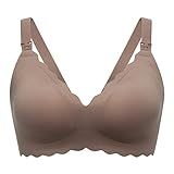 Momcozy Nursing Bras for Breastfeeding, Seamless Pregnancy Maternity Bra Wireless Classic Jelly Strip Support Nursing Bra Dark Brown