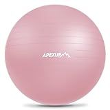 APEXUP Yoga Ball Exercise Ball Anti Slip Heavy Duty for Fitness, Balance & Core Workout, Balance Training, Pregnancy & Physical Therapy, 5 Sizes (M (19"~22) 55cm, Pink)