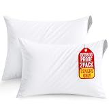 Set of 2 Pillow Protectors with Zipper Queen Size, Bed Bug and Dust Mite Proof Pillow Covers, Ultra Soft Pillow Encasements, Moisture Wicking and Waterproof Pillow Cases by Utopia Bedding (White)