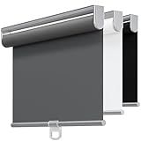 TOVALOR Cordless 100% Blackout Roller Shades for Windows,UV Protection Pull Down Shades,Room Darkening Door Blinds Thermal Insulated Fabric for Home Office and Bedroom(14" W x 72" H,Grey)