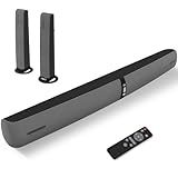 Assistrust Sound Bar for Smart TV,90W Soundbar with Bluetooth/ARC/Optical/AUX Connect, Auto Volume Boost, 3 Customizable Equalizer Modes, 2 in 1 Detachable Soundbar for TV/PC/Gaming/Projectors