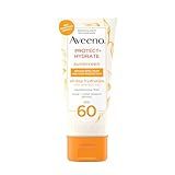 Aveeno Protect + Hydrate Moisturizing Body Sunscreen Lotion with Broad Spectrum SPF 60 & Prebiotic Oat, Weightless & Refreshing Feel, Paraben-Free, Oil-Free, Oxybenzone-Free, 3.0 fl. oz