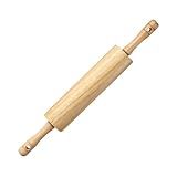 KARRYOUNG Natural Rubberwood Rolling Pin with Handles – Smooth Dough Roller for Pizza, Pie Crust, Cookies, Fondant & Tortillas – Durable Kitchen Baking Essential, Rodillo Para Masa
