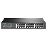 TP-Link 24 Port Gigabit Switch Easy Smart Managed Plug & Play Desktop/Rackmount Sturdy Metal w/ Shielded Ports Support QoS, Vlan, IGMP & LAG (TL-SG1024DE),Black
