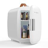 NEWBULIG Mini Fridge for Bedroom, Office & Car, Portable 4L/4.23QT Mini Refrigerator for Skincare with Handle, Ultra-Quiet Energy-Saving Compact Cooler for Drinks, Food, Skincare & Makeup, 12V AC/DC