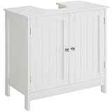 Iwell Pedestal Sink Storage Cabinet with 2 Doors and Shelf, Under Sink Cabinet, Bathroom Sink Cabinet with U-Shape, White