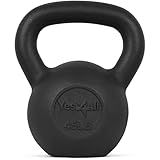Yes4All Solid Cast Iron Kettlebell Weights Set – Great for Full Body Workout and Strength Training, L - Black 45lb