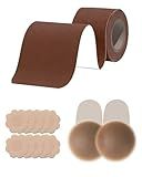 Aimuyan Boob Tape Breast Lift Tape for Large Breasts,2 Pcs Silicone Breast Reusable Adhesive Bra, Bob Tape for A-G Cup (2inch*16.4ft) Brown