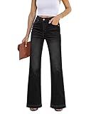 GRAPENT Women's High Waisted Wide Leg Pants Womens High Waisted Jeans for Women Stretch Bootcut 70s Clothes for Women's Baggy Jeans Western Womens Color Always Black Medium Size 8 Size 10
