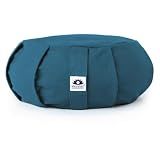 Waterglider International Meditation Cushion (Twilight Blue) Round, Buckwheat Husk Filled, Floor Pillow or Cushions, Yoga Seat, Zafu, Made in the USA