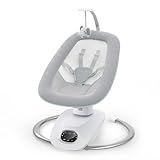 Momcozy CocoSway 3D-Motion Baby Swing for Infants to Toddlers, 6 Motion Modes & 4 Speeds, 180° Rotating Seat, Remote Control, Reclining Seat with 5-Point Harness, 8 Preset Lullabies, Grey