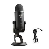 Logitech Creators Blue Yeti USB Microphone for PC, Mac, Gaming, Recording, Streaming, Podcasting, Studio and Computer Condenser Mic with Blue VO!CE effects, 4 Pickup Patterns, Plug and Play - Blackout