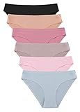 FINETOO 6 Pack Women’s Seamless Hipster Underwear No Show Panties Invisibles Briefs Soft Stretch Bikini Underwears XS-XL(S)