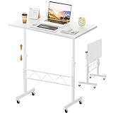 COMHOMA Standing Desk Adjustable Height & Tiltable Tabletop, Portable Stand Up Desk for Laptop, Mobile Folding Desk for Home Office Work and Walking Pad Treadmill, Height 30.7"-46.4", White