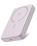 Omnibar Magnetic Power Bank,10000mAh Wireless Portable Charger with USB C PD 20W Fast Charging,for Magsafe Battery Pack for iPhone 16/16 Pro/16 Pro Max, iPhone 15/14/13/12 Series,Purple